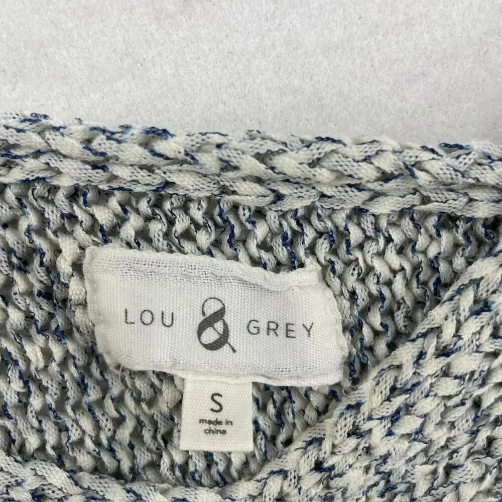 Lou & Grey Sweater Women's Sz S Gray Knitted Cold Shoulder Sleeve Pullover - Picture 11 of 12